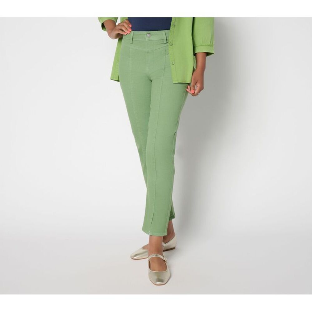 Turbie Twist Women's Pants Sz 16 Kashmir Split Hem Ankle Jeans Green A702193